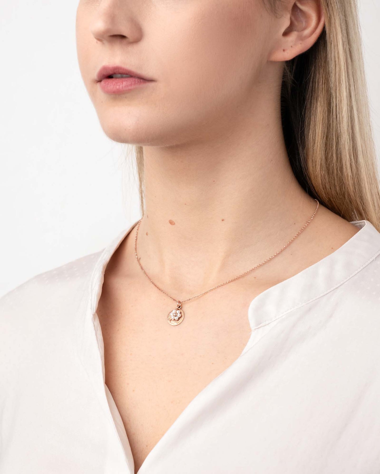 Collana Denario Argento placcato oro rosa