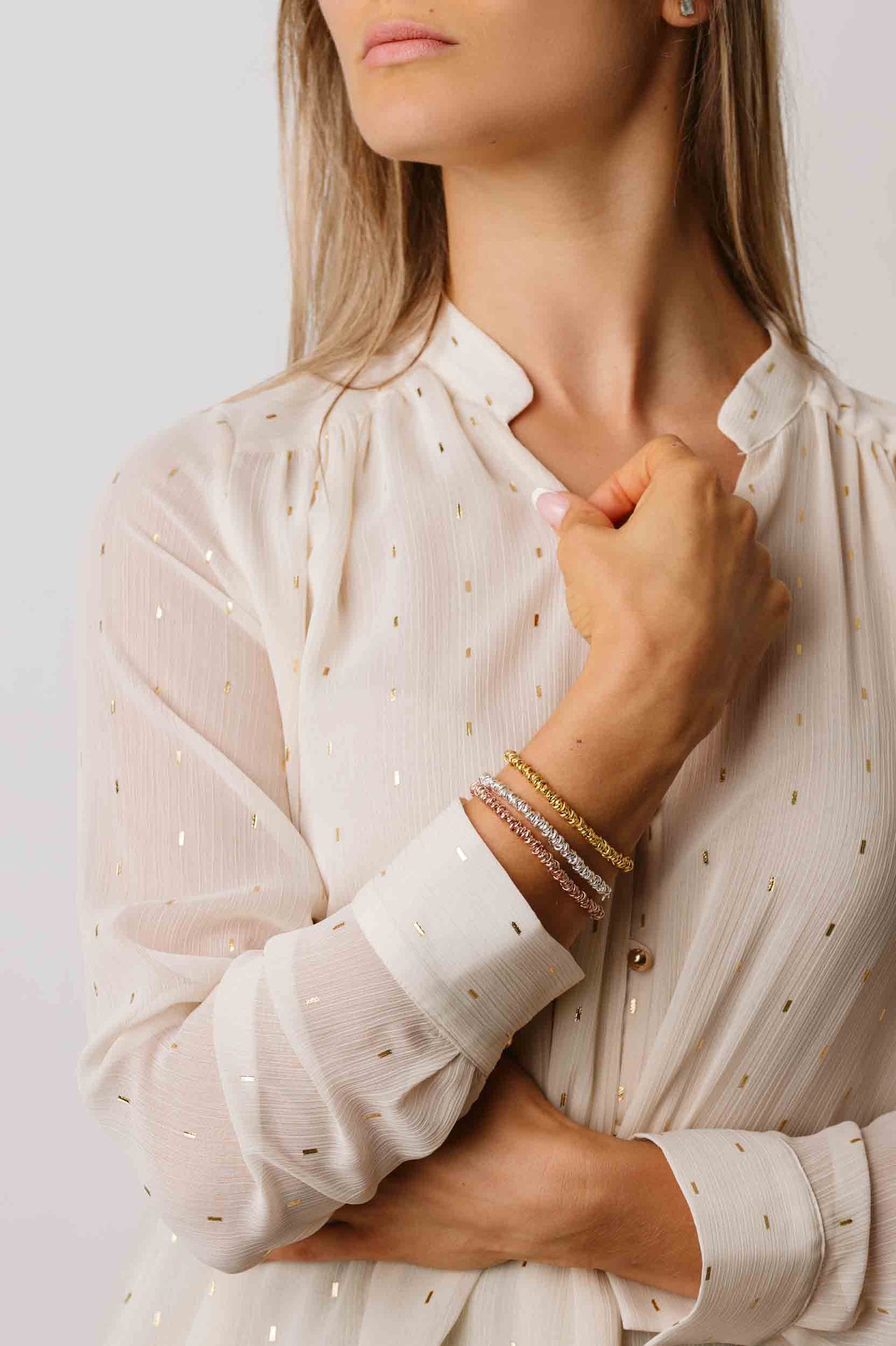 Bracciale argento anellini incrociati