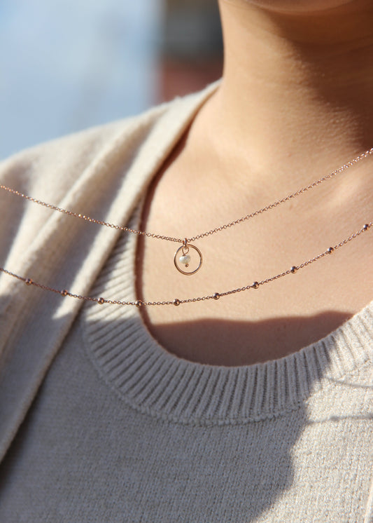 土星项链 925 银和硬石