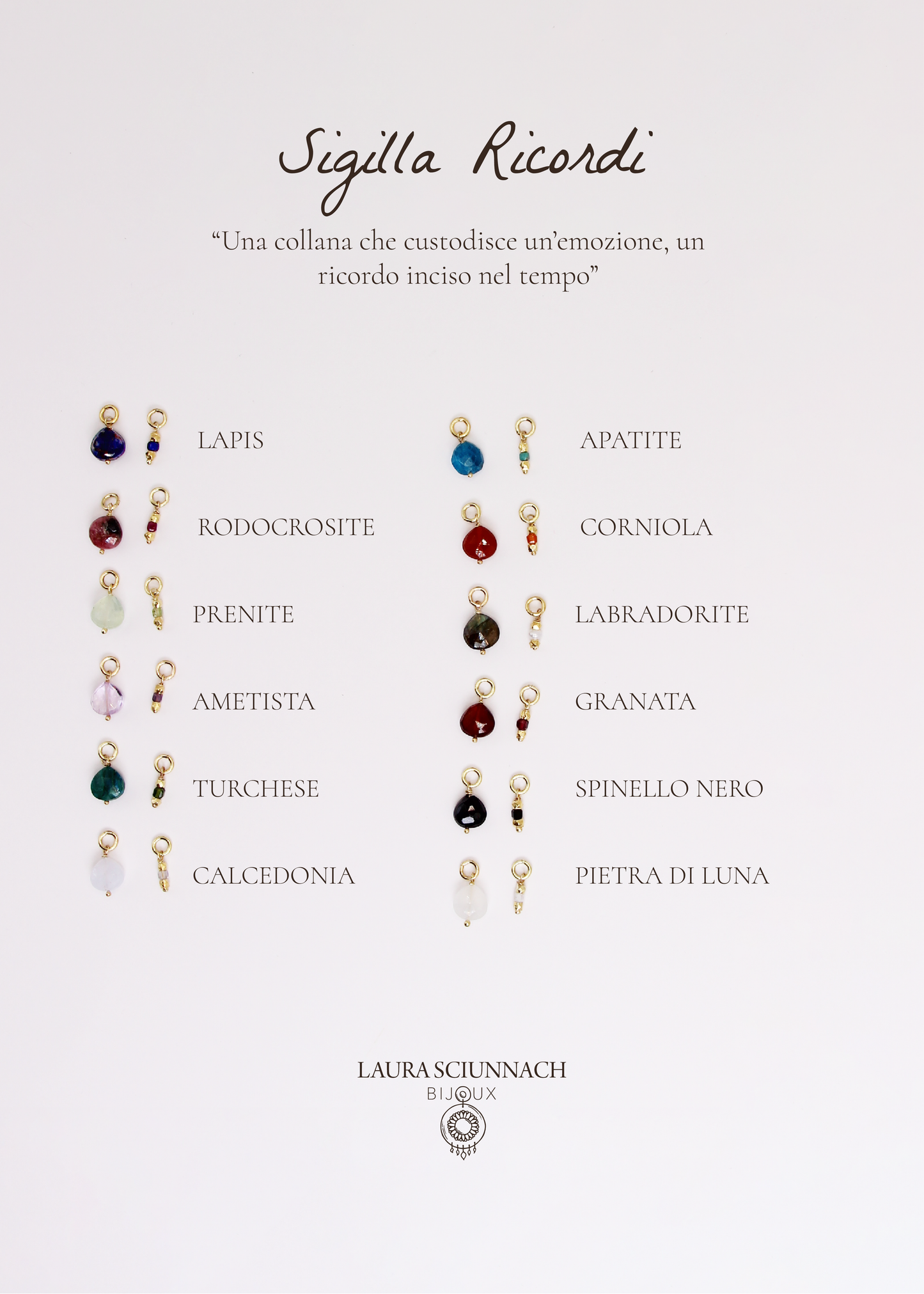 Collana Sigilla Ricordi con incisione e pietra dura