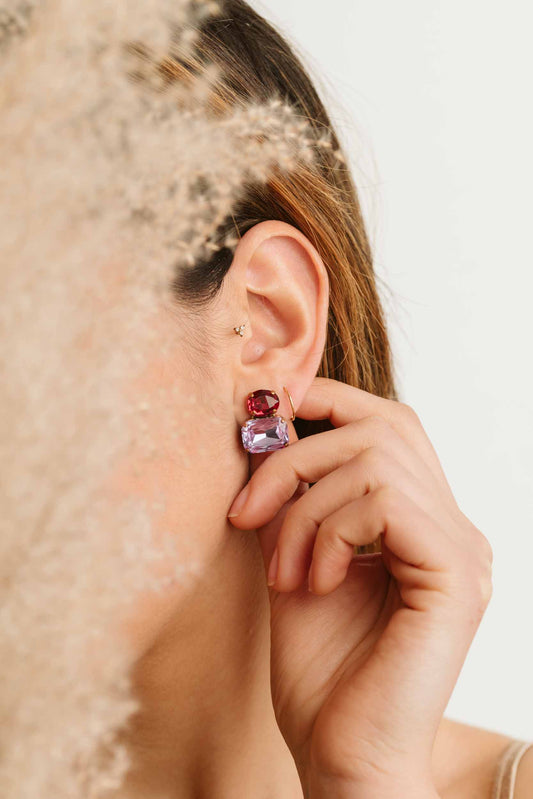 Orecchini Confetti - lilla e rosso