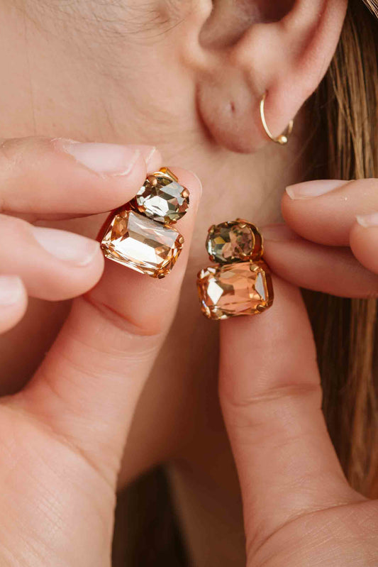 Orecchini Confetti - champagne e grigio