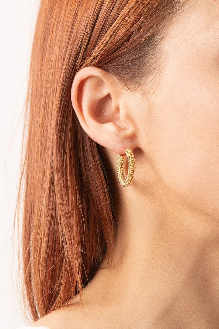 Orecchini anella in argento rondelle oro medie