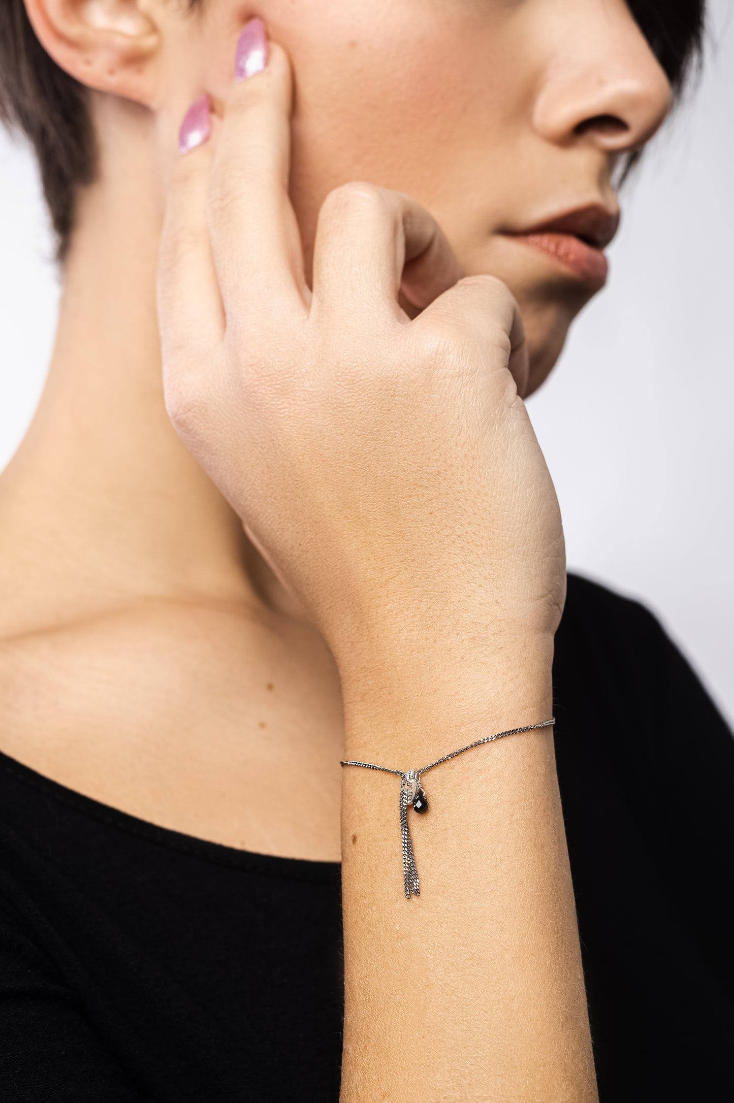 Bracciale con nappina - Agata nera