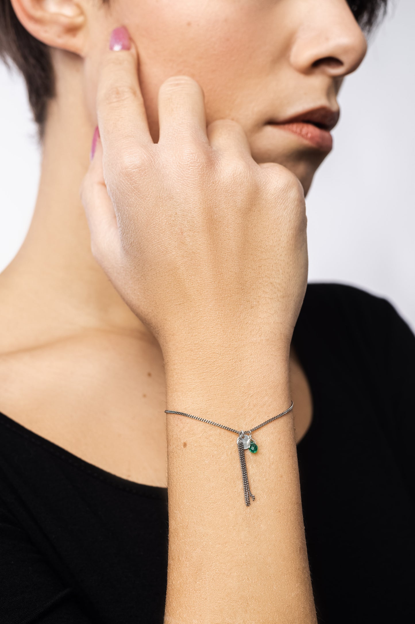 Bracciale con nappina - Agata verde