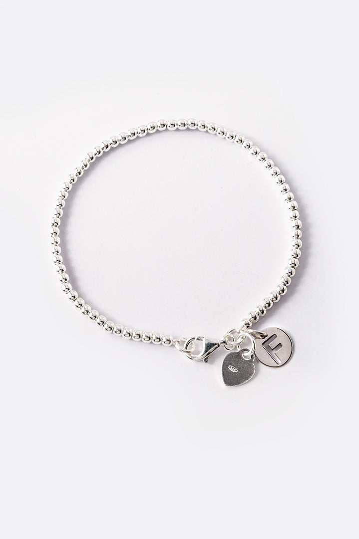 Bracciale argento palline piccole con lettera