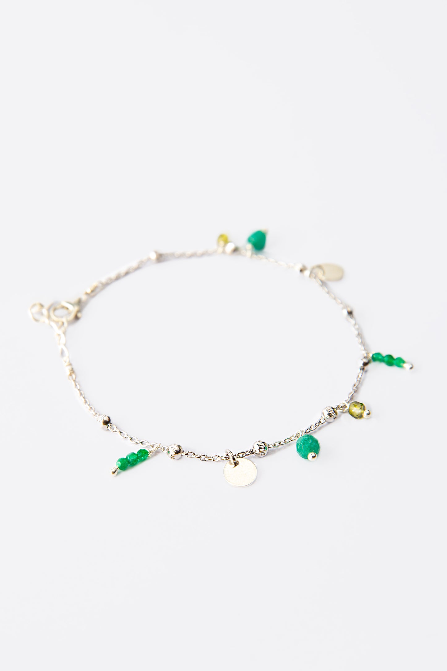 Bracciale monetine e ciondoli agata verde
