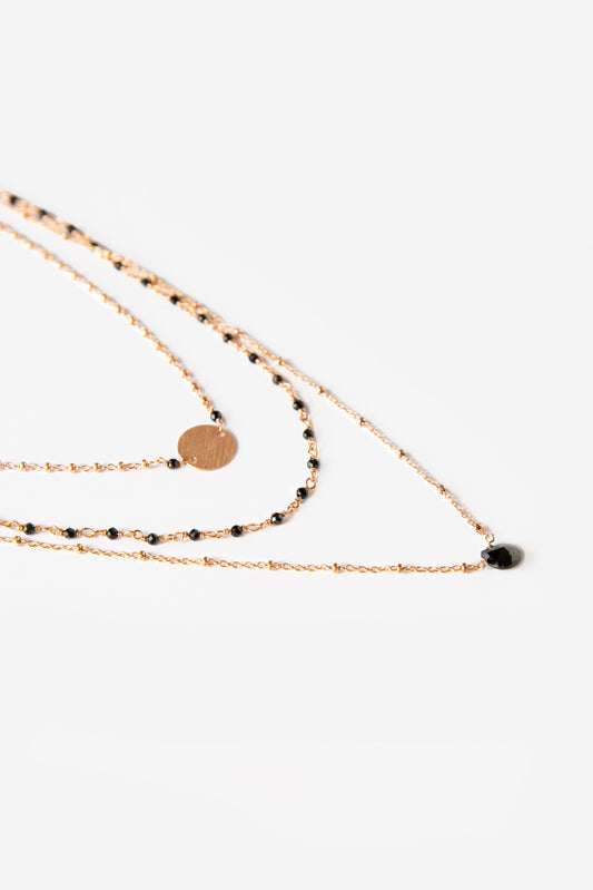 3 串念珠项链 - 黑玛瑙