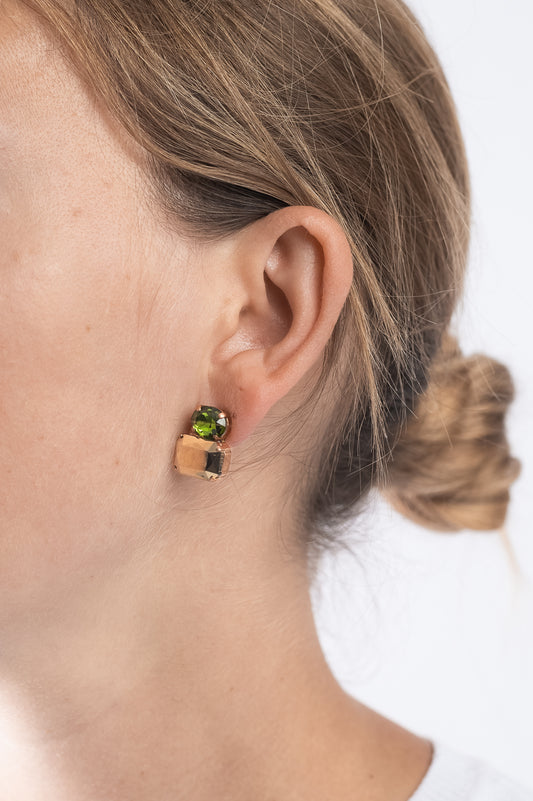 Orecchini Confetti - oro e verde oliva