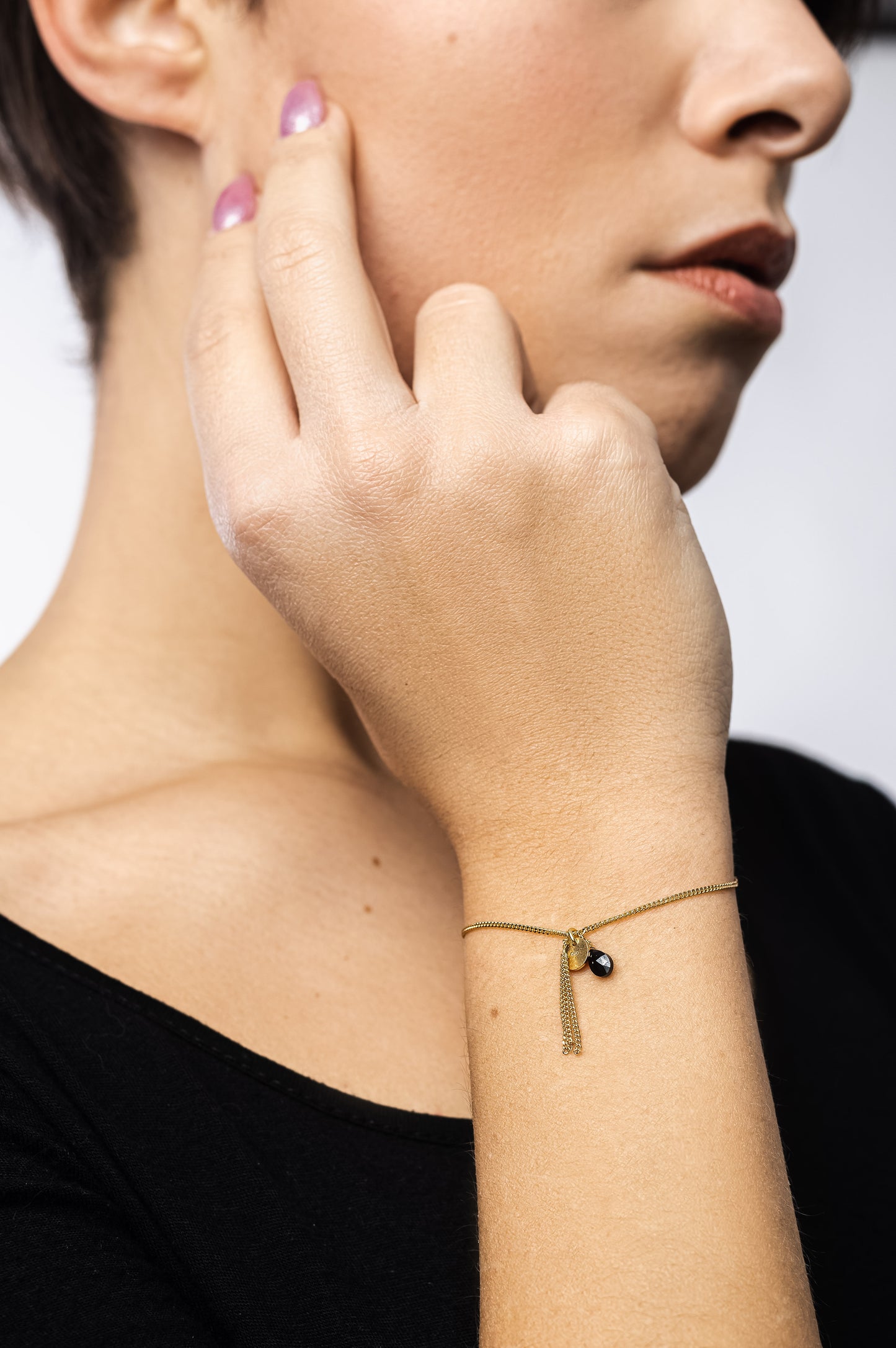 Bracciale con nappina - Agata nera