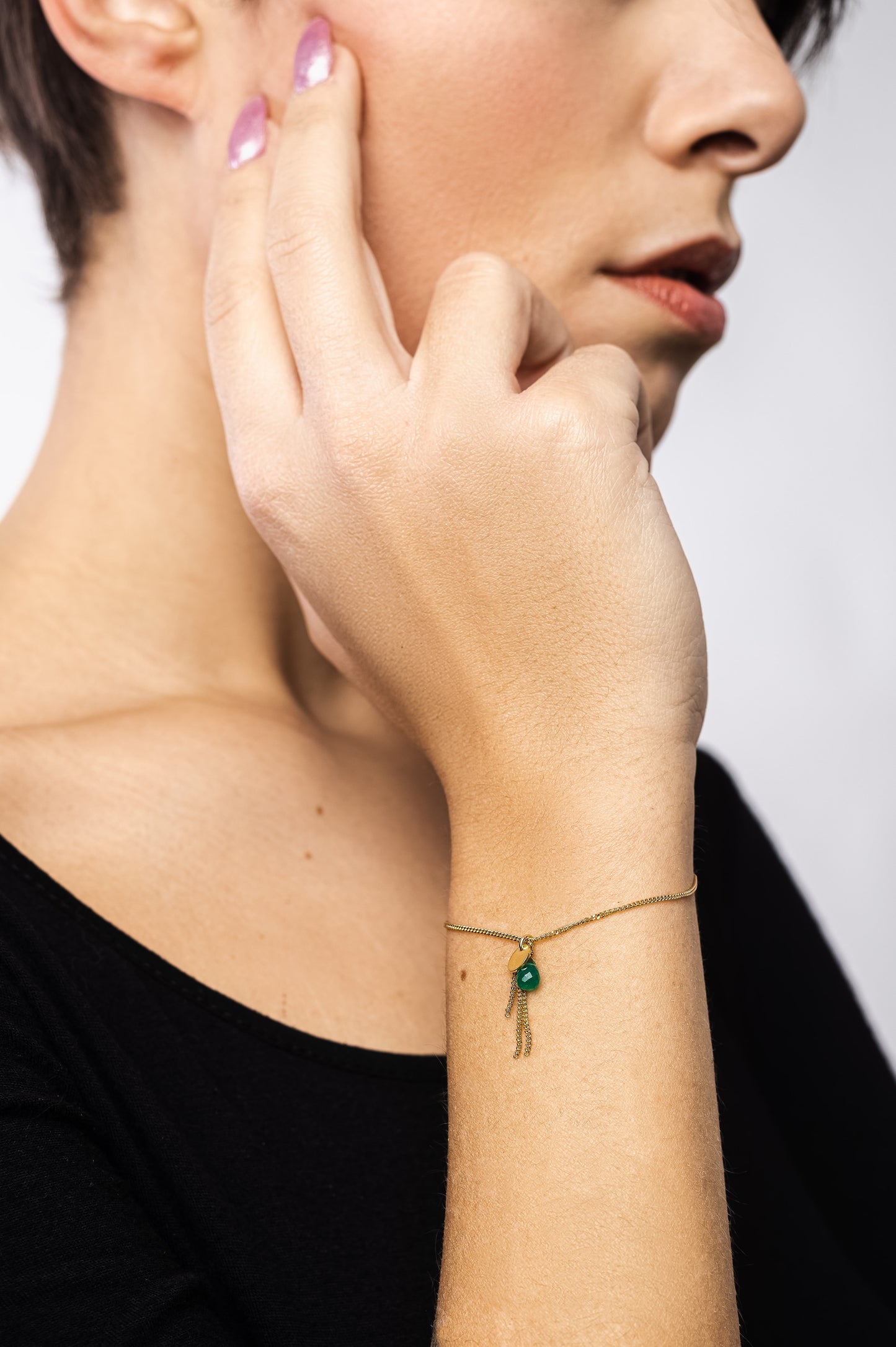 Bracciale con nappina - Agata verde