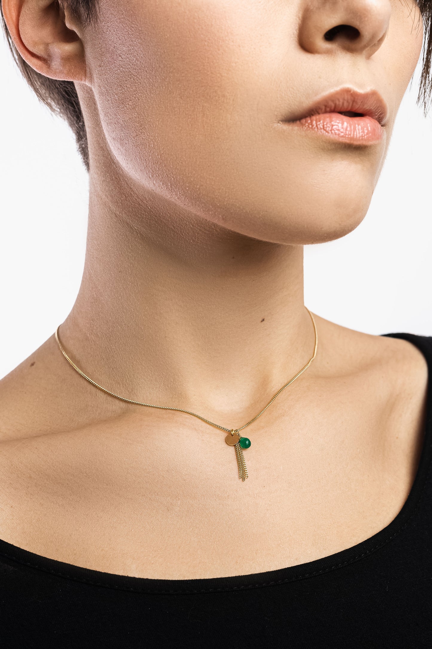 Collana argento placcato oro con ciondolo in pietra dura