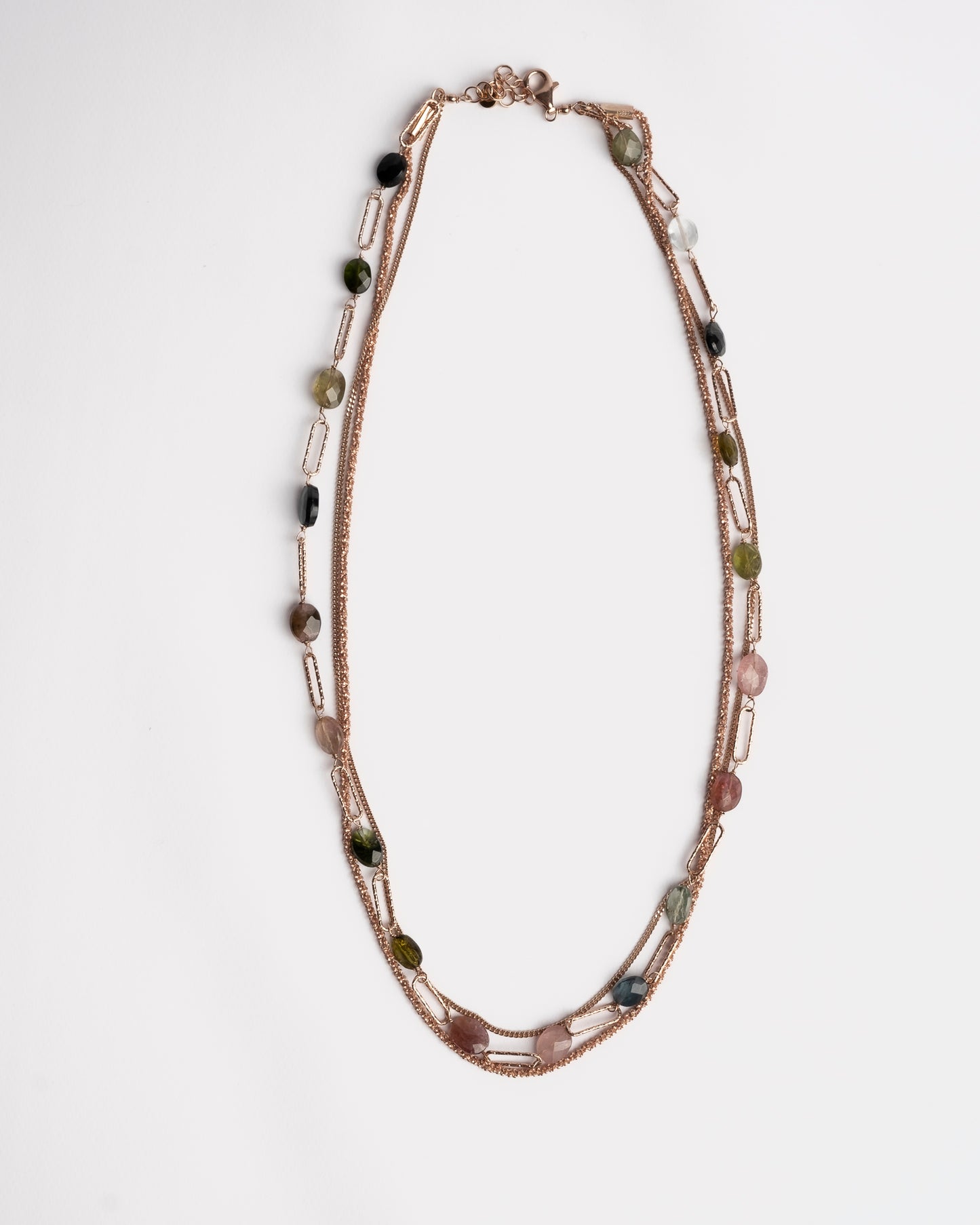 Collana argento rosè e tormalina