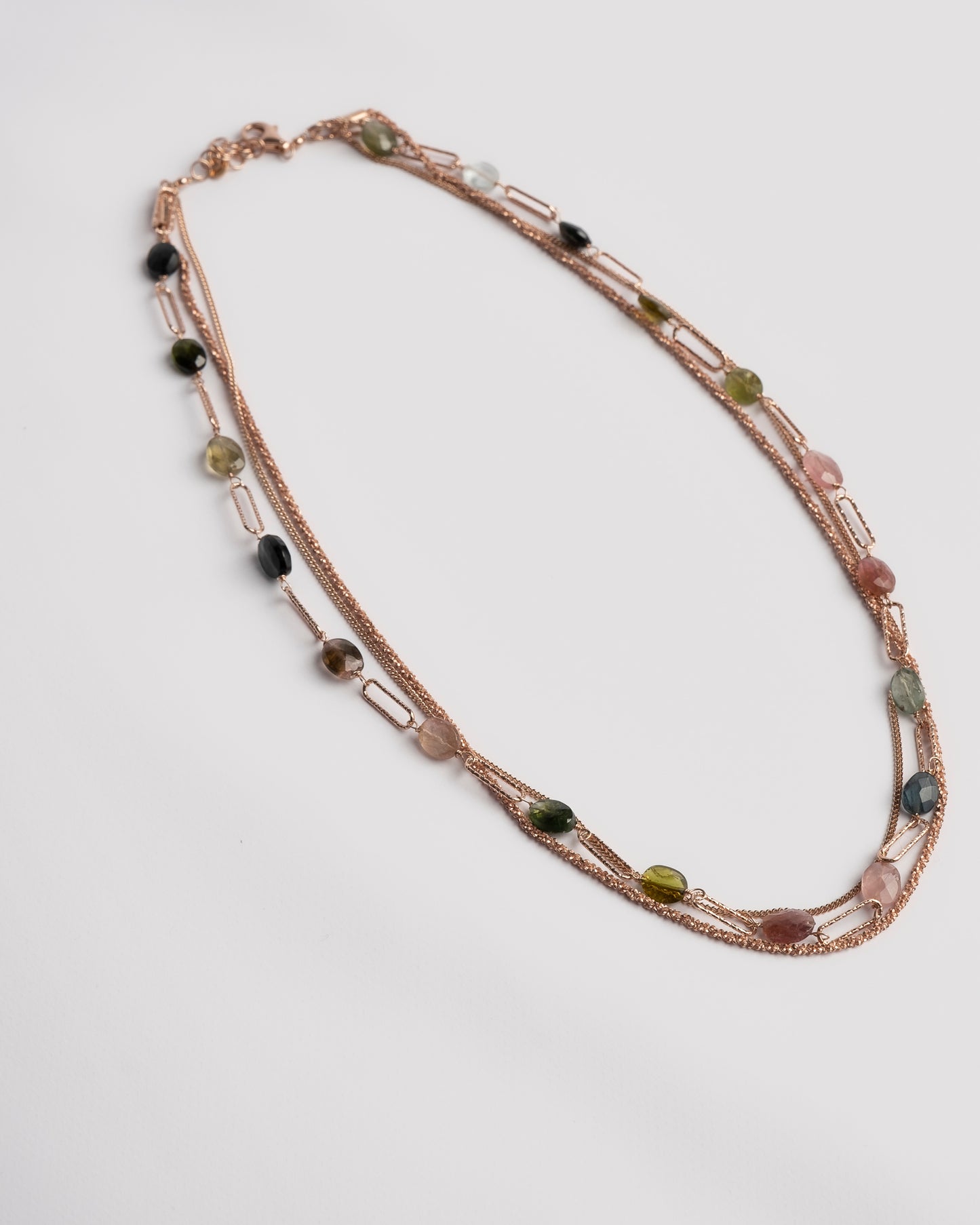 Collana argento rosè e tormalina