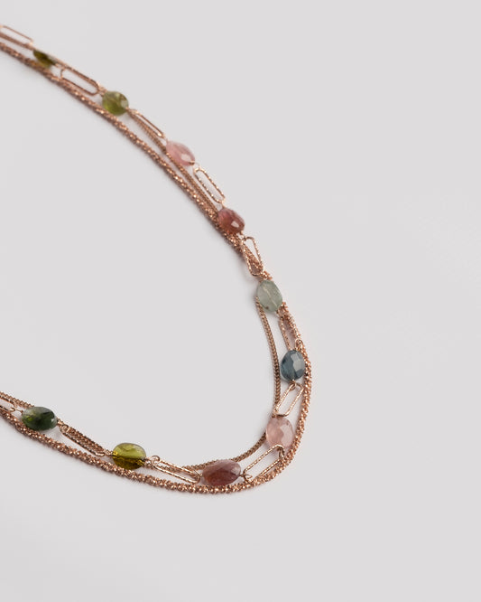 玫瑰银和碧玺项链