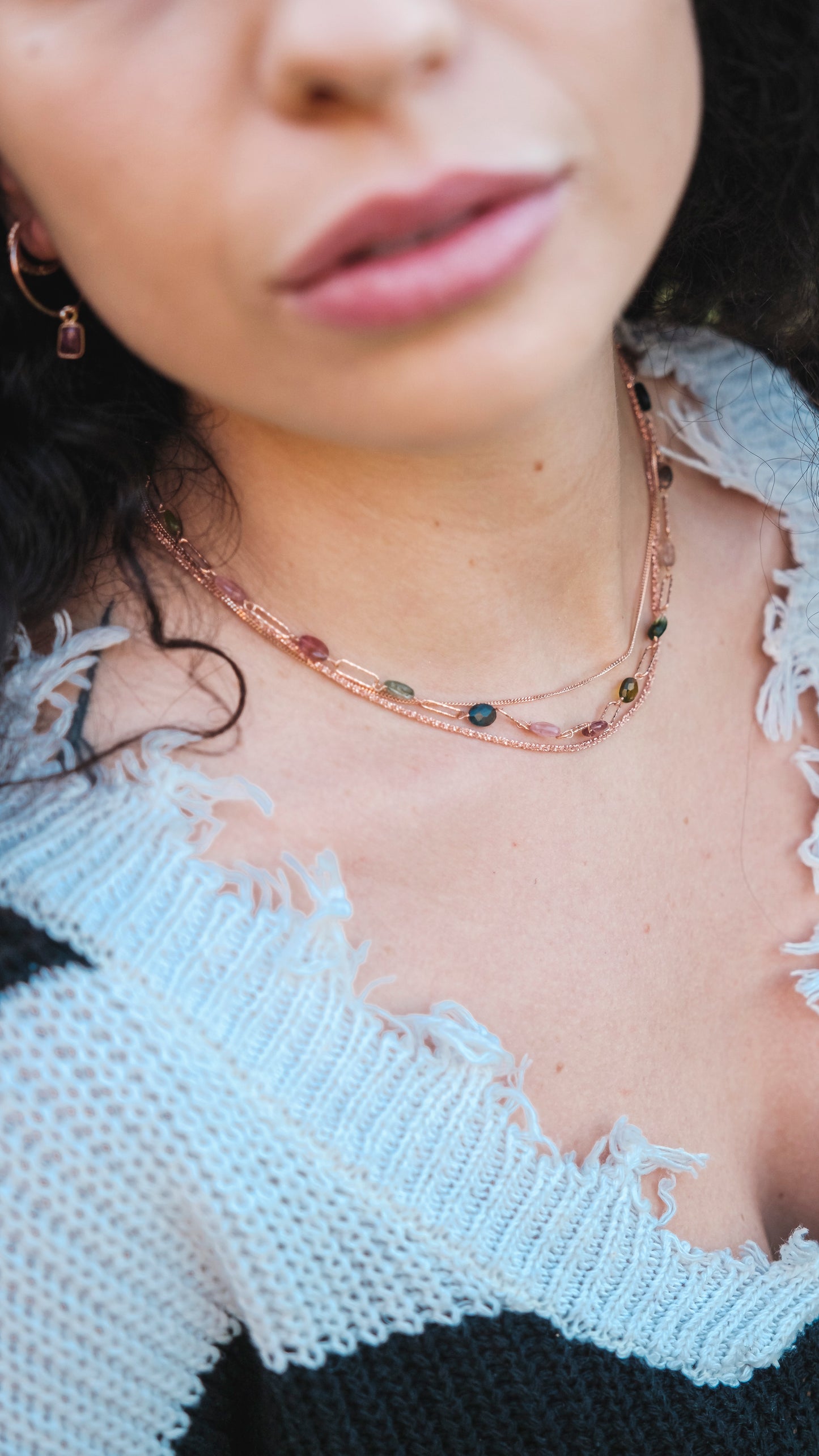 Collana argento rosè e tormalina