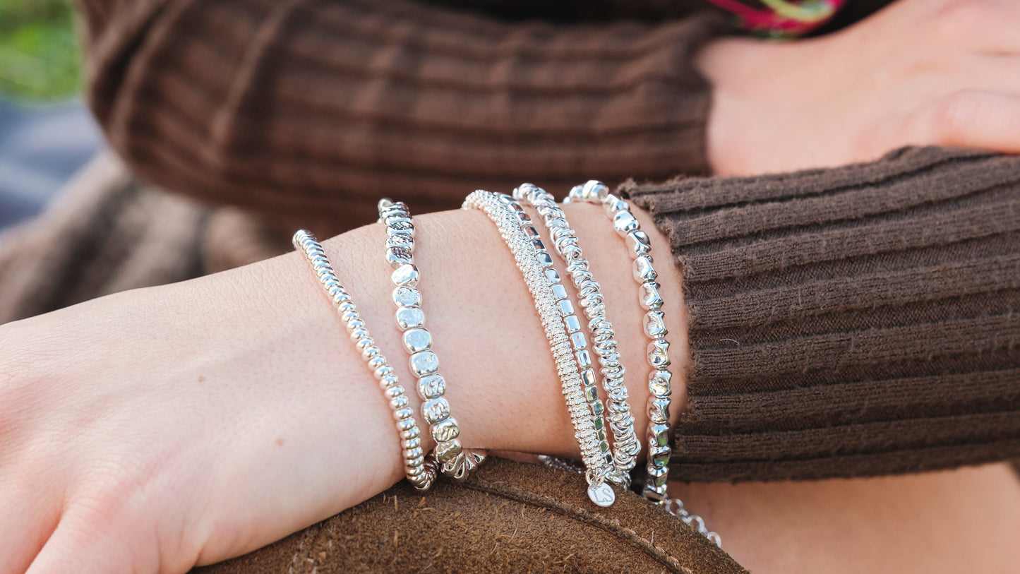 Bracciale argento palline battute