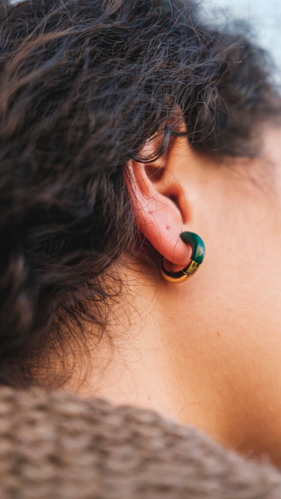 不锈钢和珐琅环形耳环