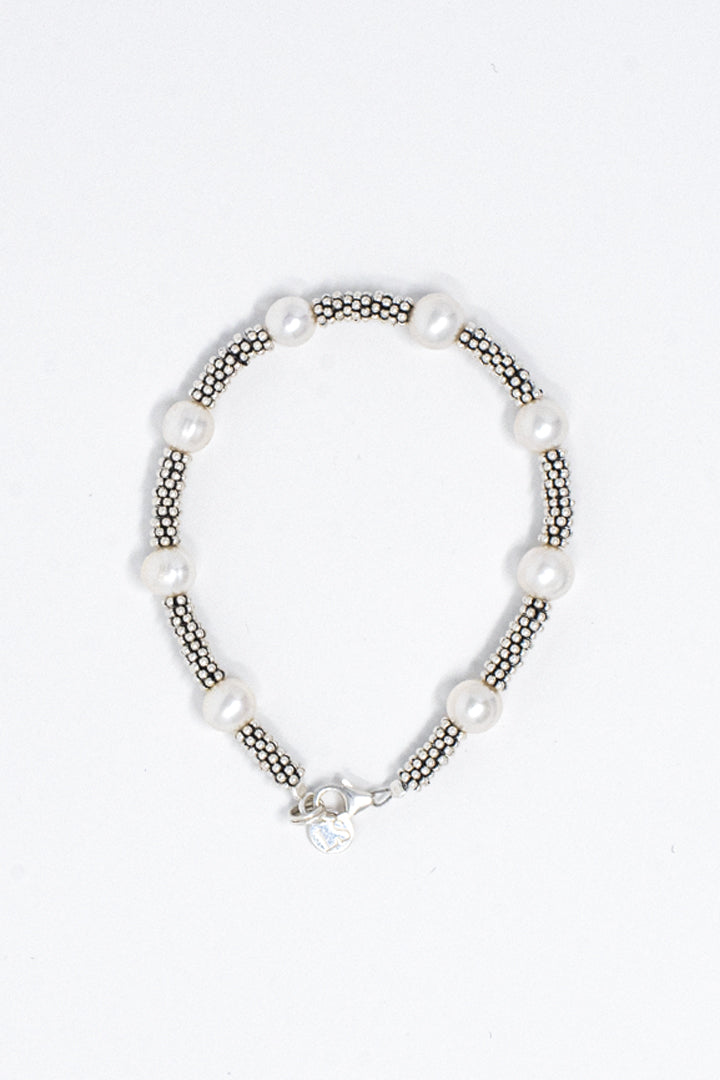 Bracciale rondelle argento e perle