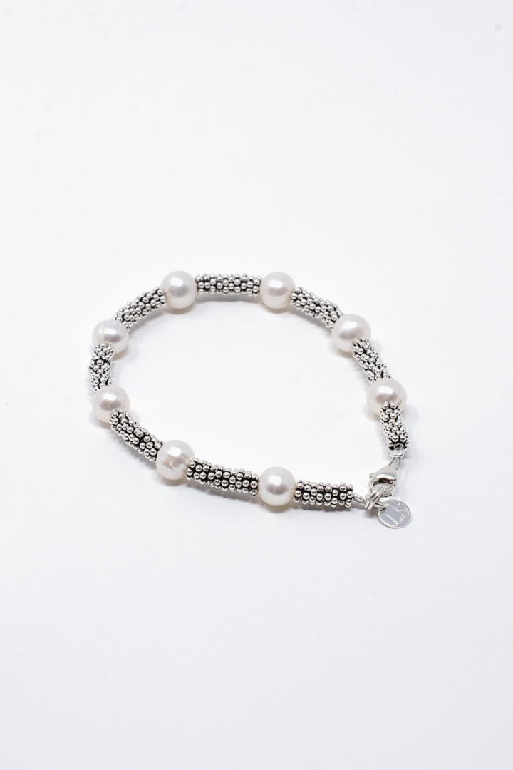 Bracciale rondelle argento e perle