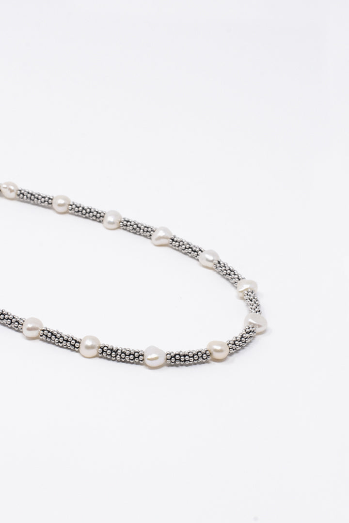 Collana argento rondelle e perle
