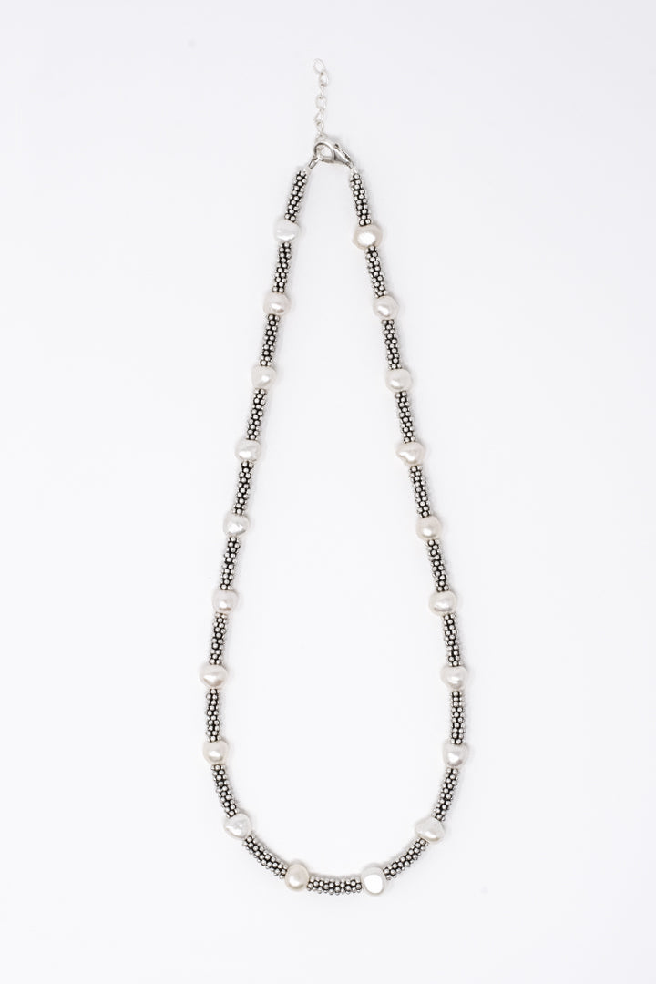 Collana argento rondelle e perle