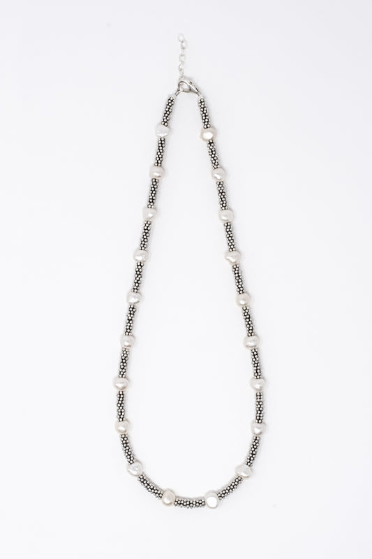 Collana argento rondelle e perle