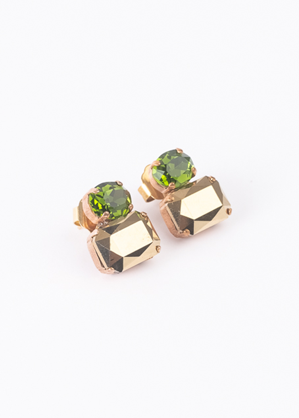 Confetti Earrings - gold and olive green