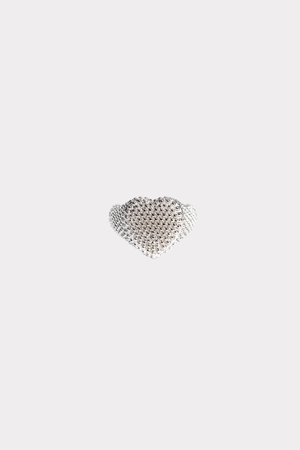 Anello chevalier cuore puntinato silver