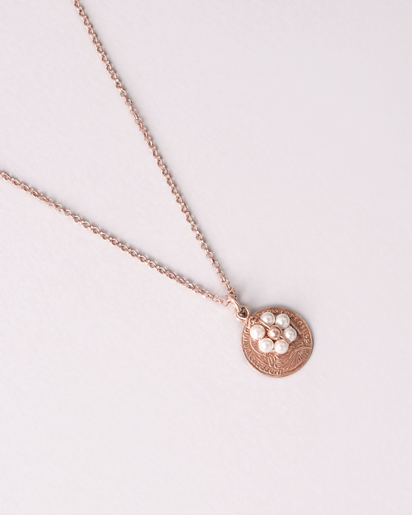 Collana Denario Argento placcato oro rosa