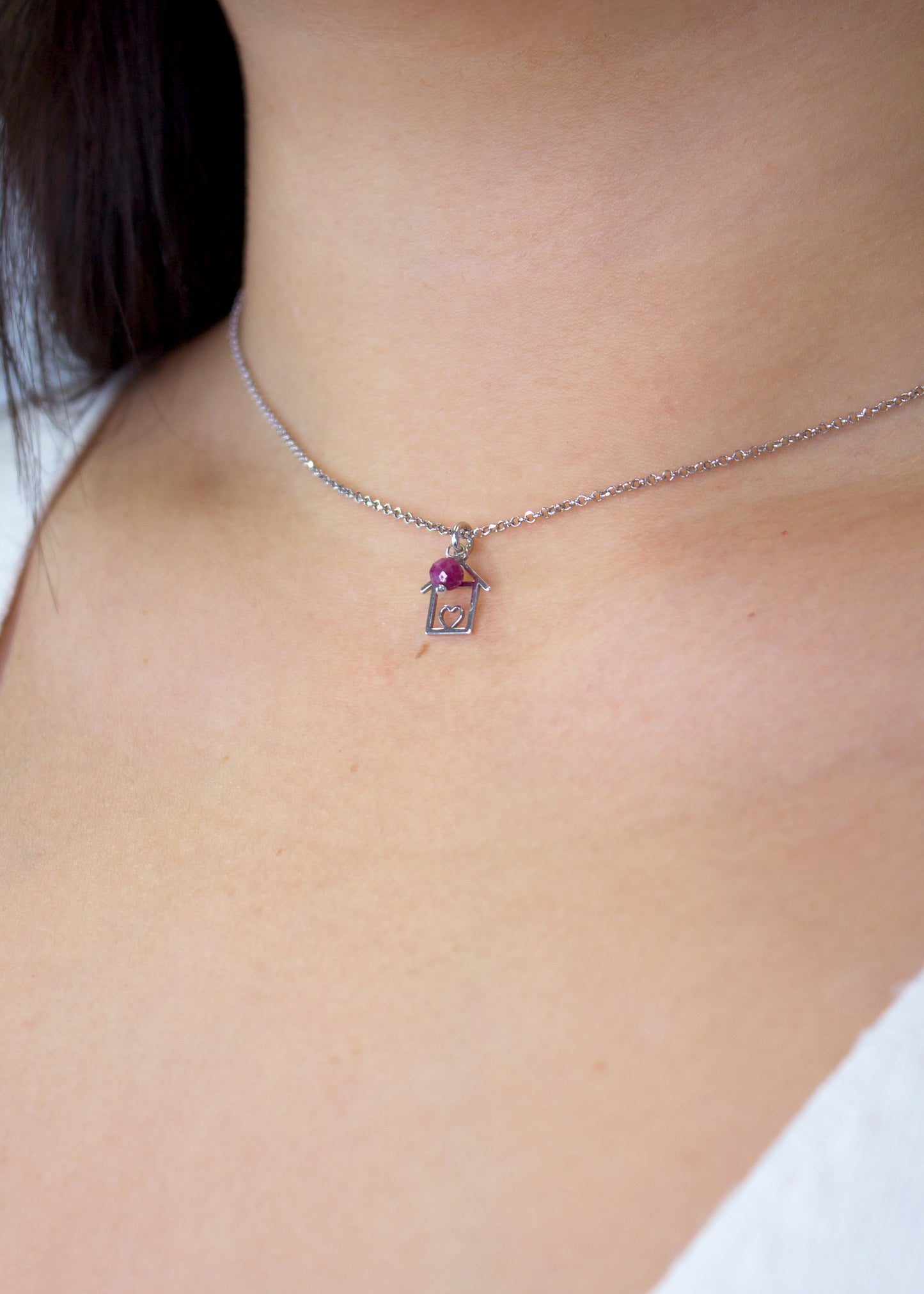 Collana Casetta in argento e pietra dura