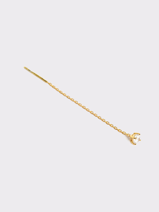 Mono orecchino saliscendi in argento con zircone bianco