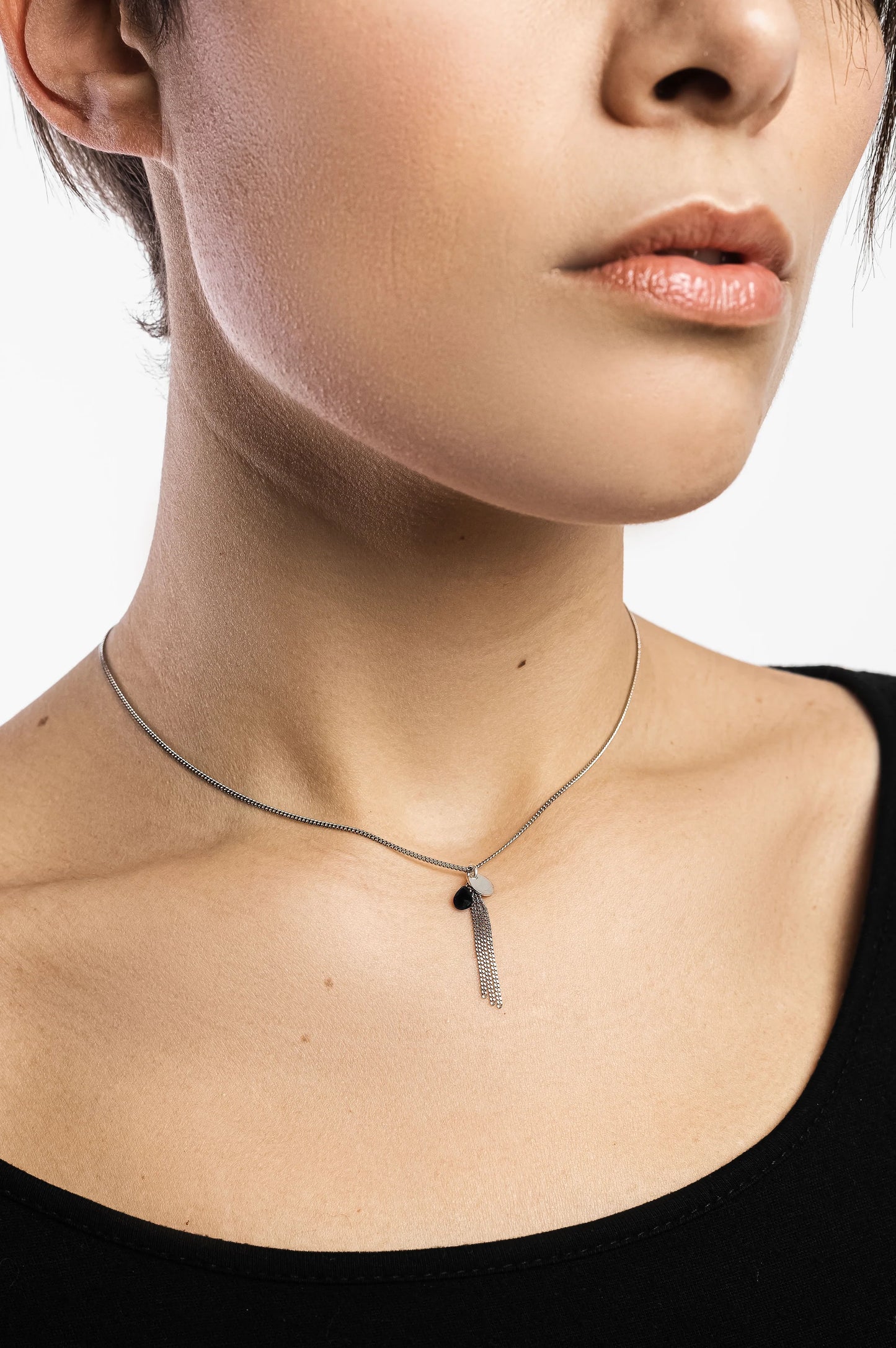 Collana girocollo argento con ciondolo in pietra dura