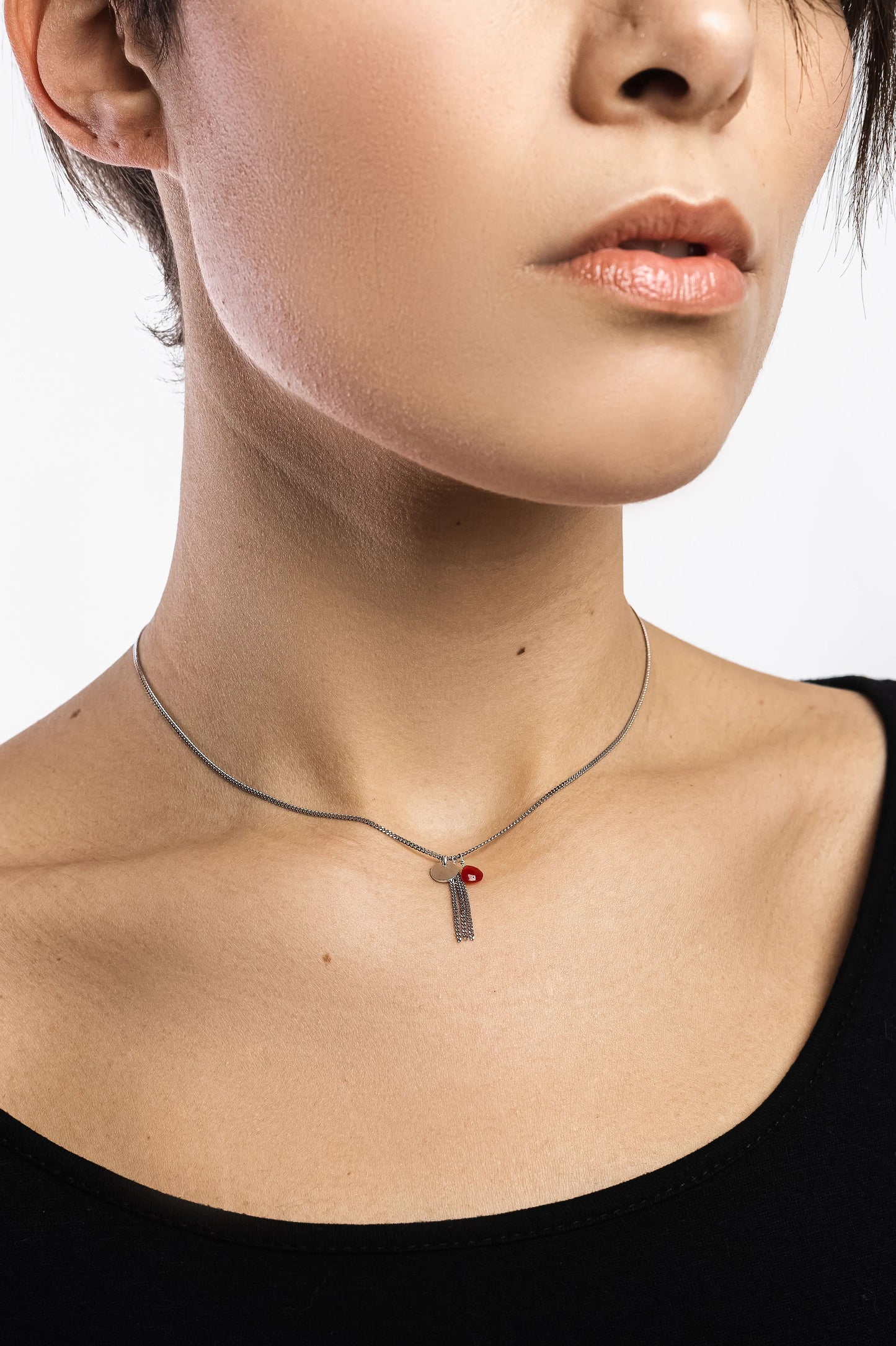 Collana girocollo argento con ciondolo in pietra dura