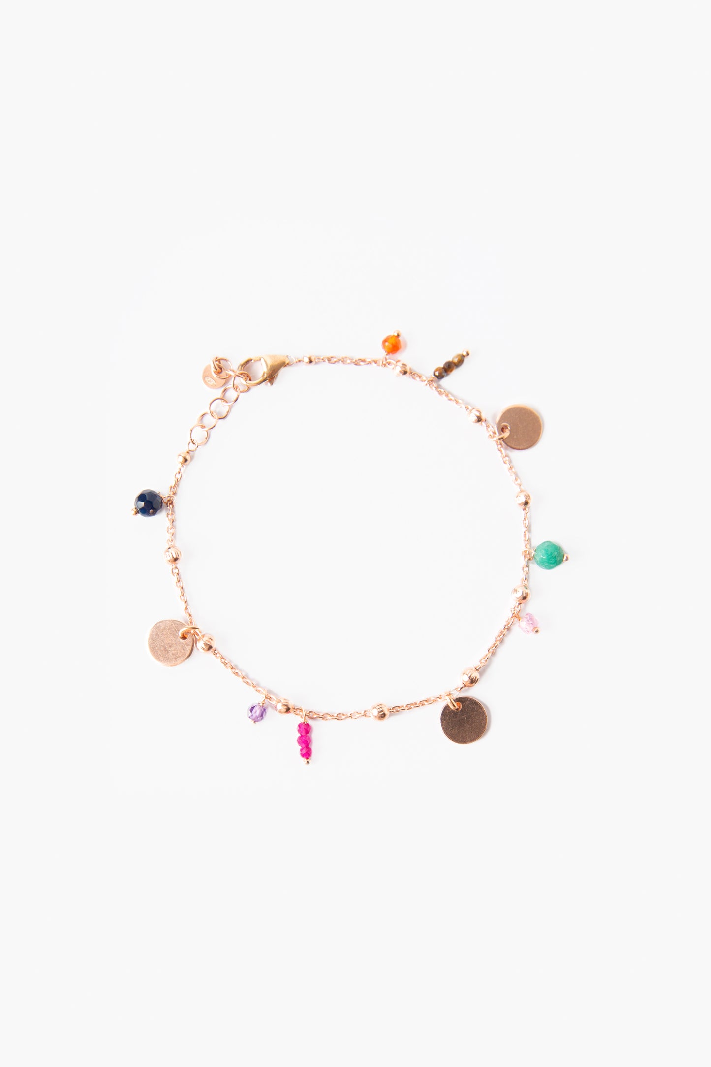 Bracciale monetine e ciondoli multicolor oro rosa