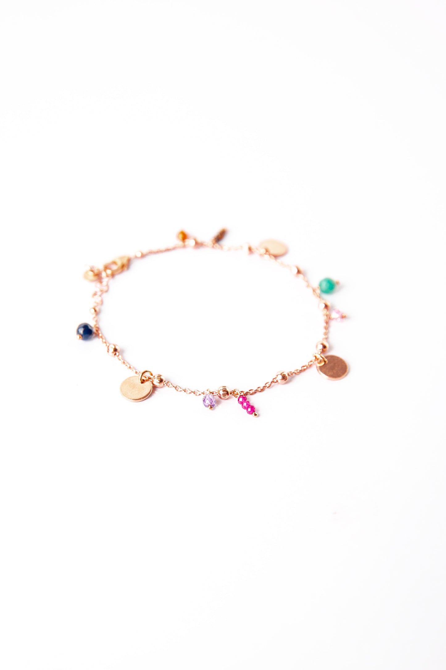 Bracciale monetine e ciondoli multicolor oro rosa