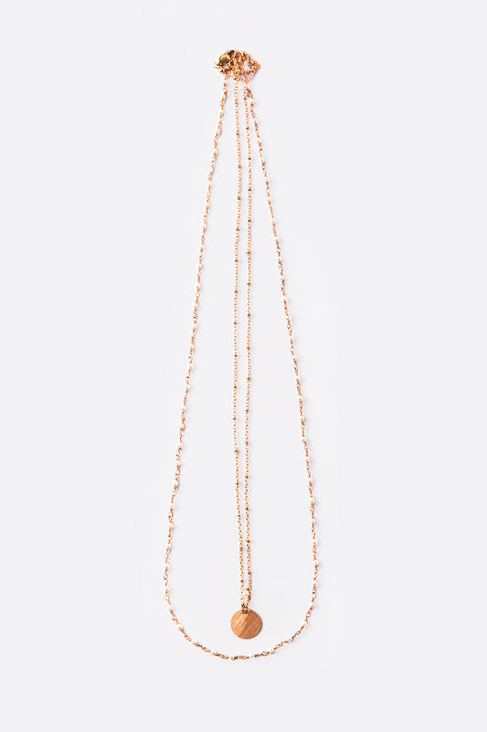 Collana 2 fili argento rosa - Perle