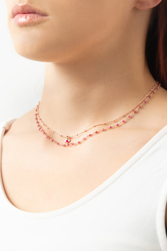 Collana a 2 fili - radice di rubino