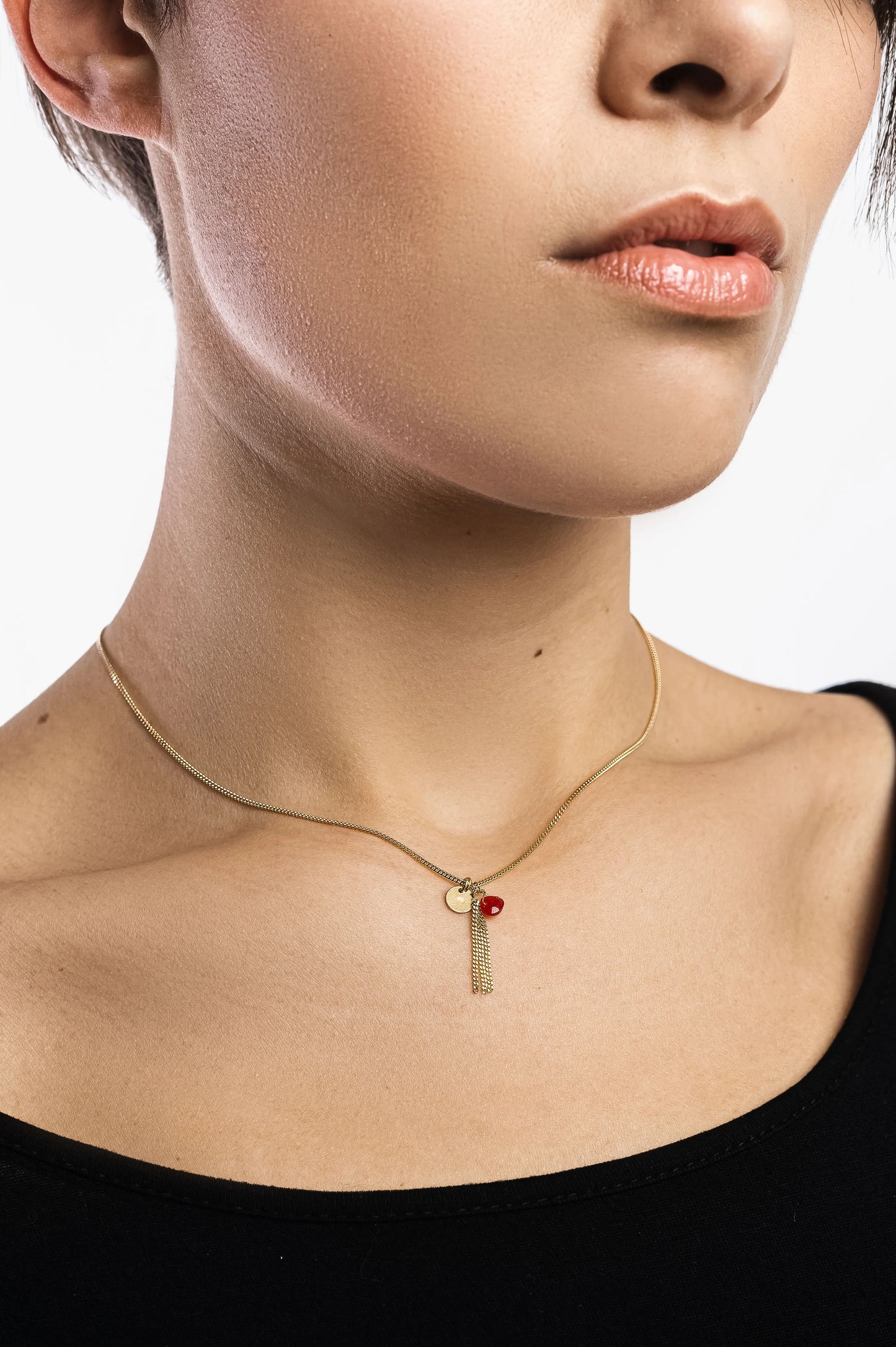 Collana girocollo argento placcato oro con ciondolo in pietra dura