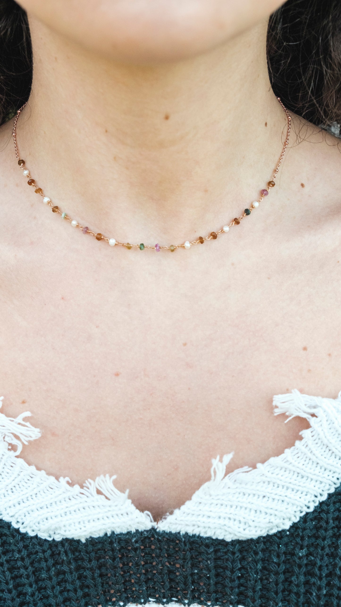 Collana in argento rosario multicolor