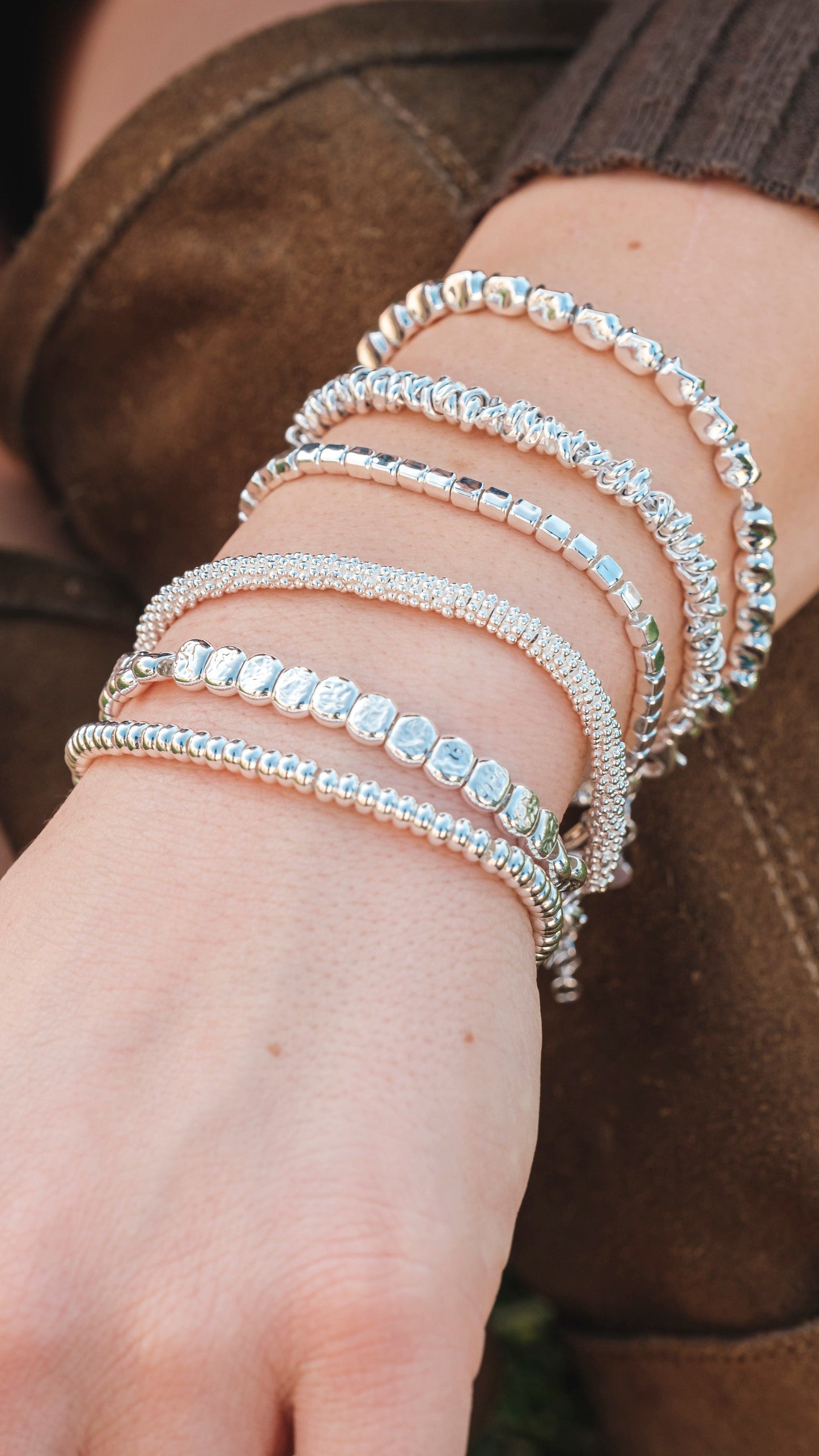 Bracciale argento palline battute