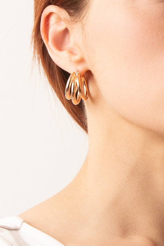 Orecchini tre cerchi oro rosa