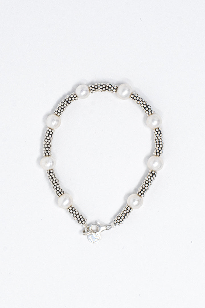Bracciale rondelle argento e perle