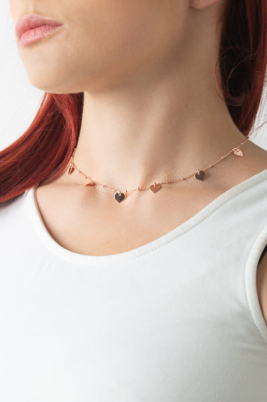 Collana  cuori rose'