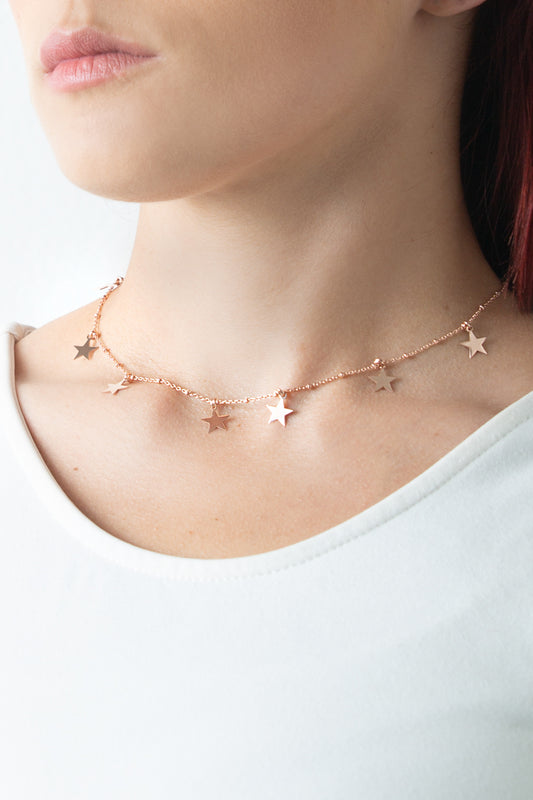 collana argento rosè stelle