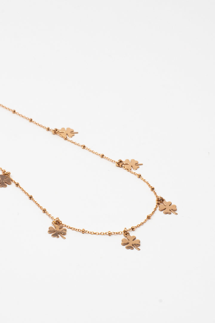 Collana argento rosè quadrifogli