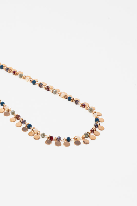 Collana argento multicolor oro rosè  e ciondoli tondi