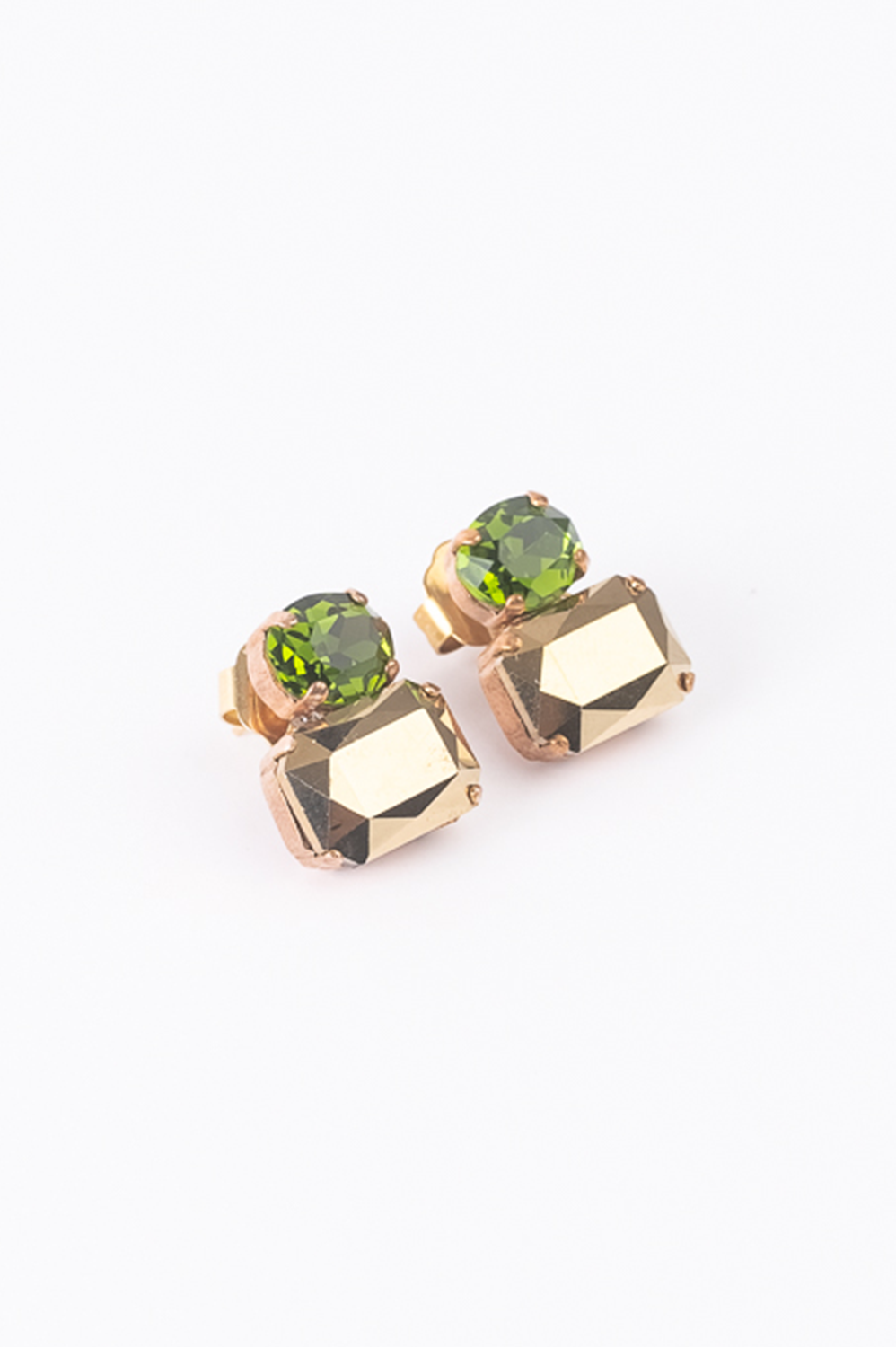 Orecchini Confetti - oro e verde oliva