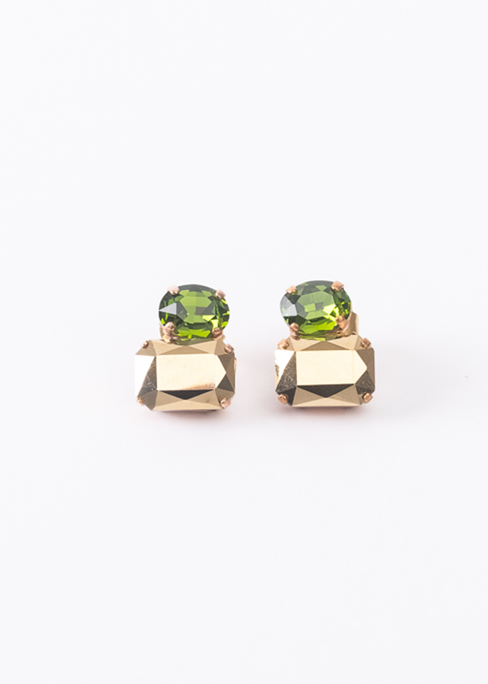 Confetti Earrings - gold and olive green